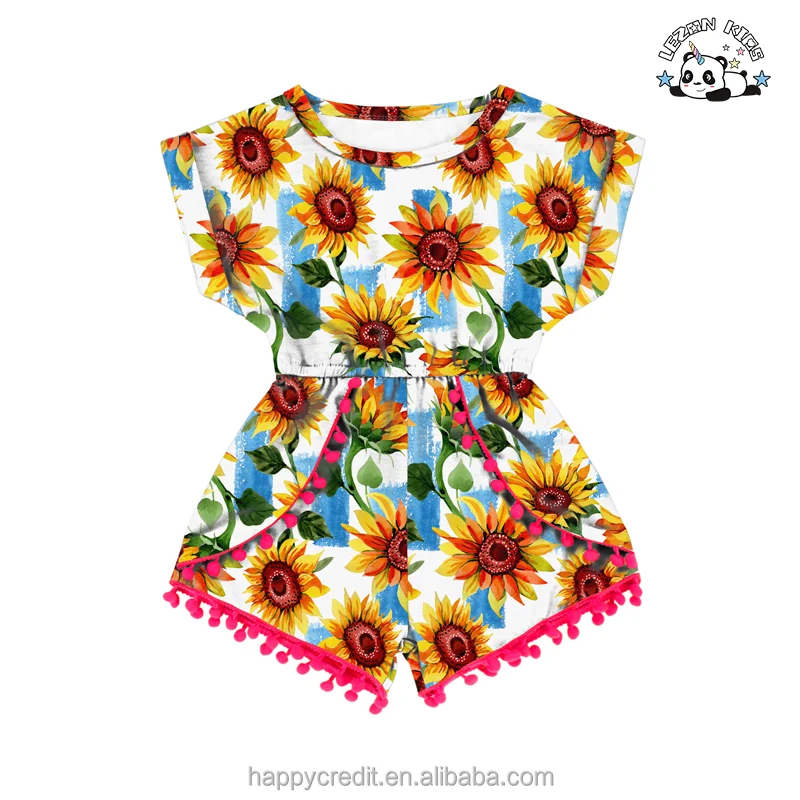 LEZONKIDS - Customized Red Rose Stripe Printed Children's Summer Jumpsuit Little Girl Baby Clothes Cute Girls Clothing Sets